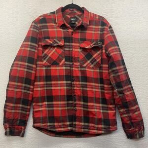 Fox Racing Jacket Mens Medium Plaid Flannel Sherpa Lined Button Up Outdoor